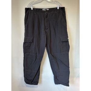 Vintage Quiksilver Cargo Pants Mens 38 Navy Blue Nylon Baggy Y2K Lined